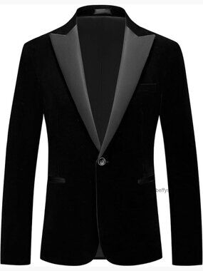 Velvet Blazer Slim Fit Tuxedo Jacket Peak Lapel Formal Wedding Prom